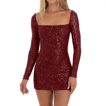 Sequin Long Sleeve Dress